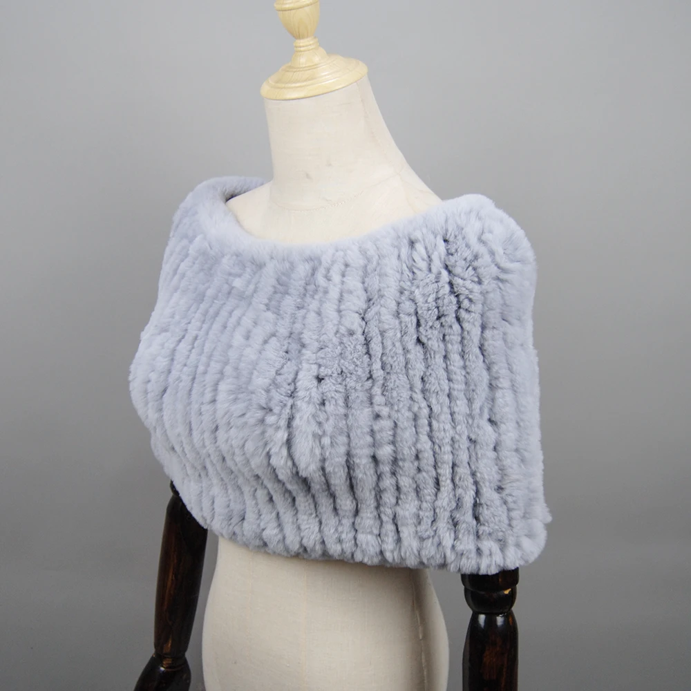 Russian New Winter Warm Fashion Genuine Fur Muffles Ladies Real Rex Rabbit Fur Ring Scarf Circle Long Knitted Real Scarves