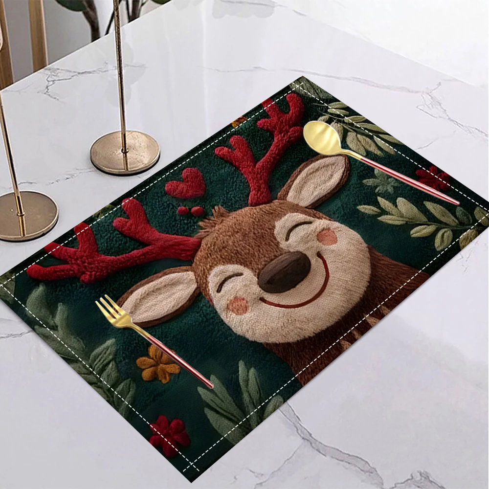 Green Tree Snowflake Christmas Placemat 2