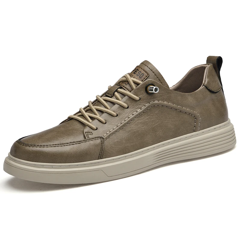Spring Men's Genuine leather shoes High Quality Black Soft Sole  Flat Casual Shoes Outdoor Oxford Shoes mens Sports Shoes men 6