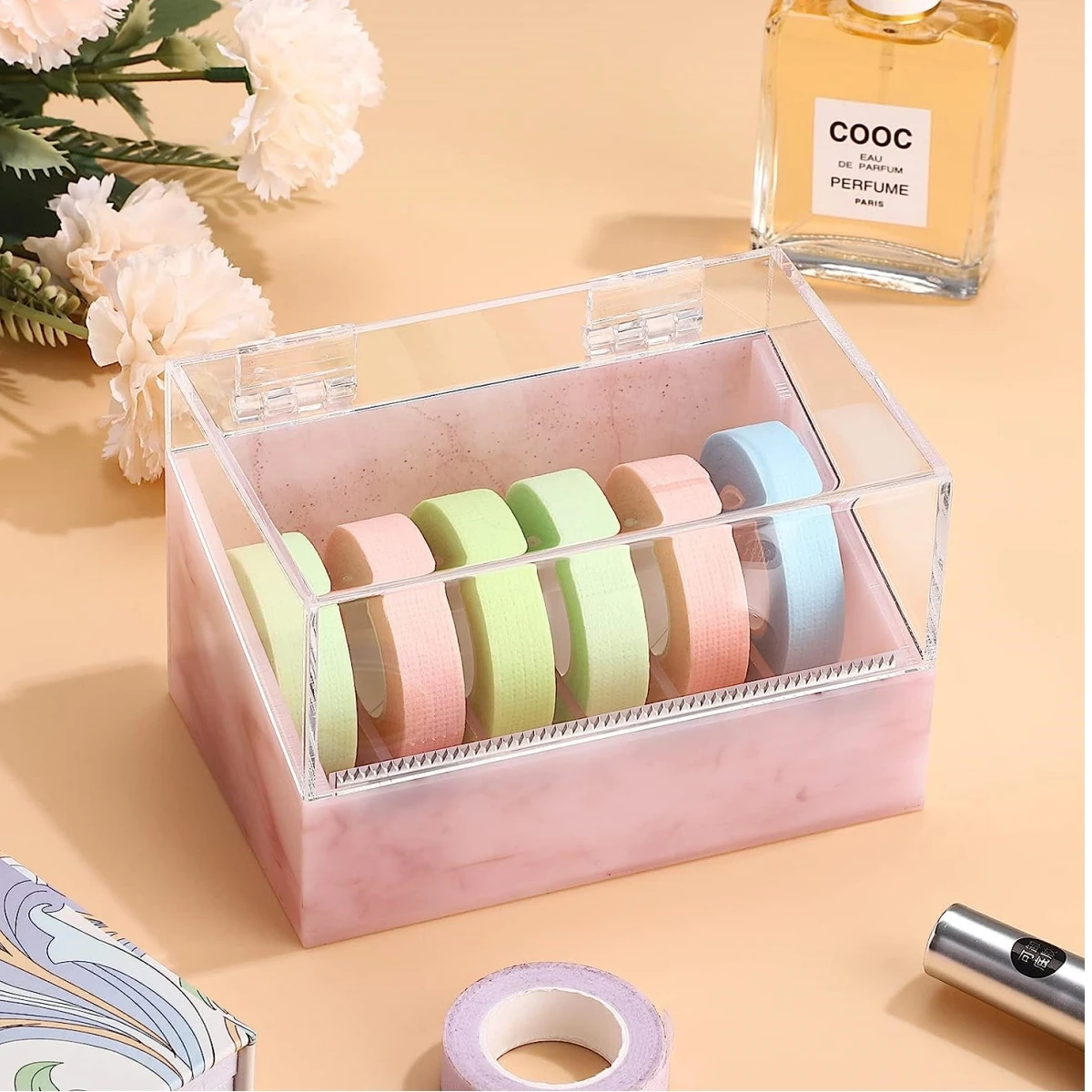 Eyelash Extension Tape Holder Base Lash Adhesive Tape Cutter Dispenser Grafting Lash Plastic Rotating Tape Cutting Makeup Tool