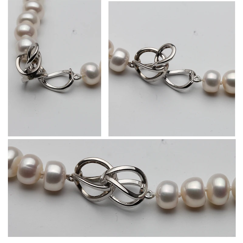 Real Natural Long Pearl Necklace For Women,Classic White Strand Necklace Bride Valentine Gift