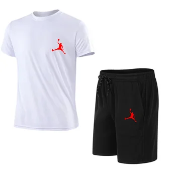 2025 summer fashion men's casual sports suit T-shirt shorts suit casual short sleeves suit jogging fitness clothing brand clothi
