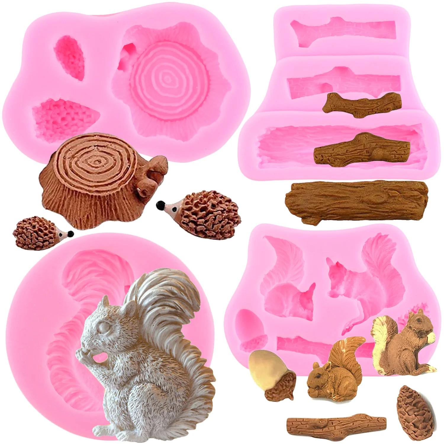 ForestAnimalSiliconeMoldsSquirrelChocolateCandyClayMould