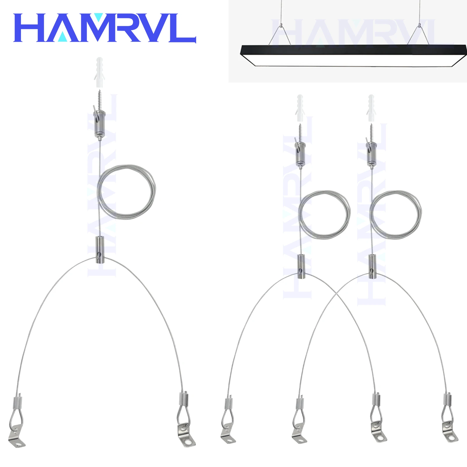 2Set/4PCS-Adjustable 1.5M suspended steel cable set for LED ceiling lights billboard lights panel and fish tank