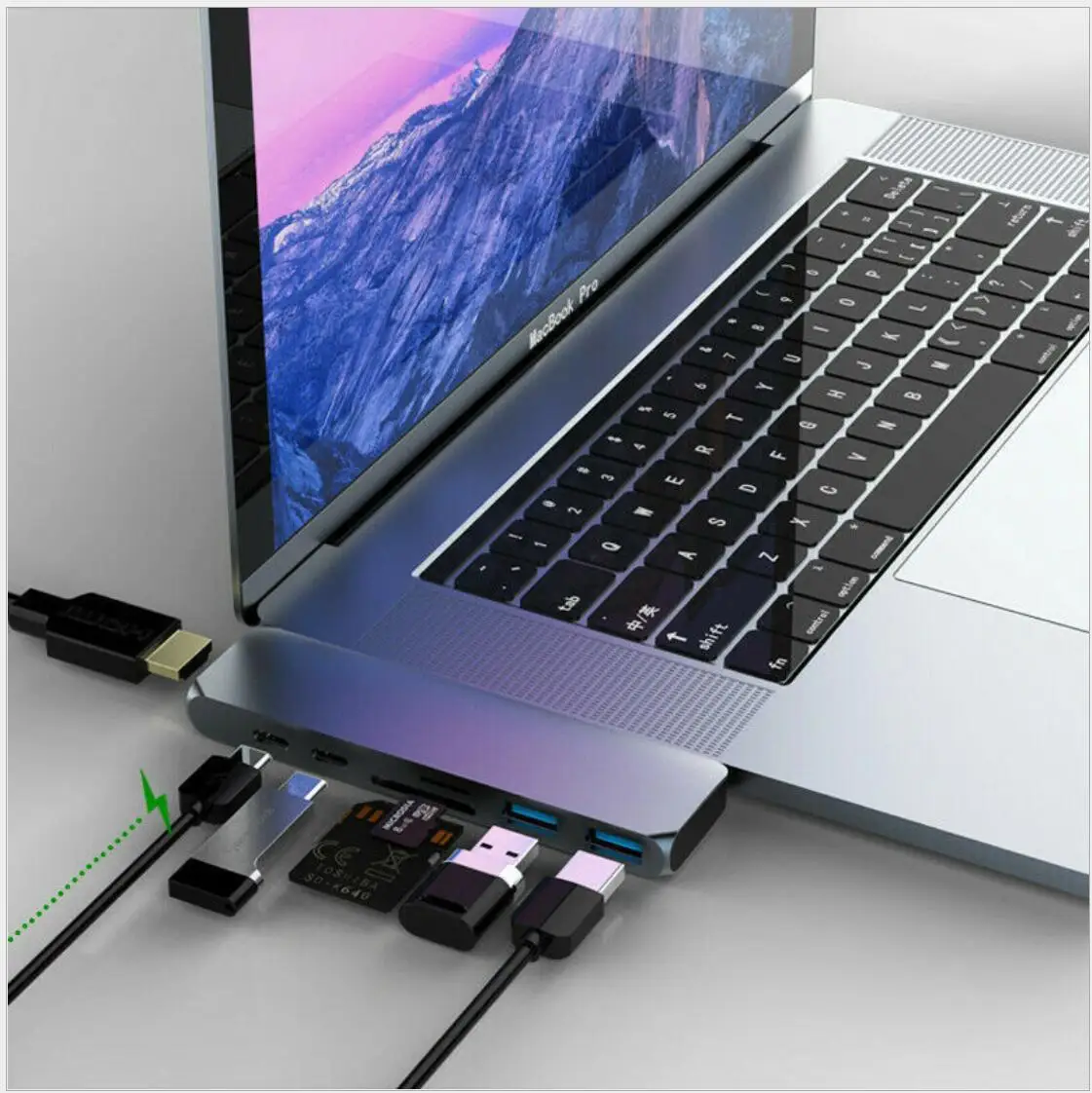 7-in-1 USB C Hub for MacBook Pro 13 M2 Air, MacBook Adapter with 4K HDMI, 100W PD, 40Gbps TB3 5K@60Hz, USB-C, 2 USB 3.0