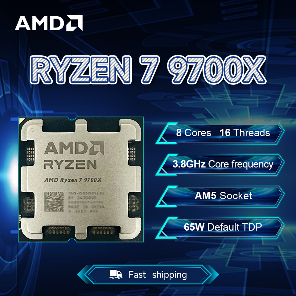  【Brand+】AMD New Ryzen 7 9700X Processor 5.5GHz 8-Core 16-Thread 40MB Game Cache 4NM TDP 65W Socket AM5 Gaming CPU Zen 5 