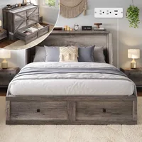 Murphy Bed, Cabinet Bed with Charging Station Large Storage Drawer for Home Office or Room, Hideaway Full Foldable Platform Bed 1