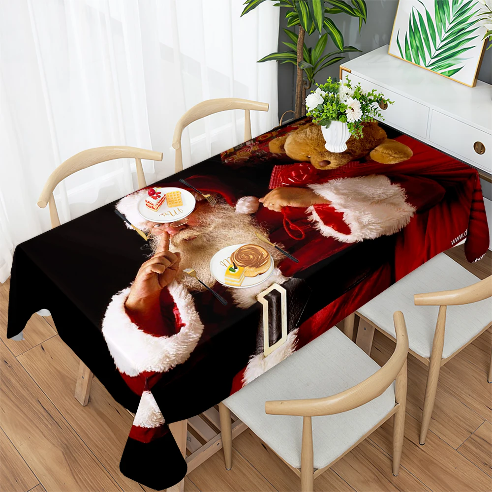 

Christmas New Year Christmas Eve Printed Tablecloth Birthday Wedding Decoration Family Dinner Waterproof Tablecloth Mantel Mesa