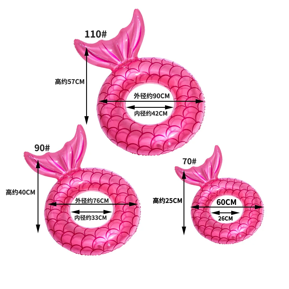 Inflatable Swimming Ring 3 Sizes Mermaid With Backrest Pool Inflatable Swimming Ring Adult Swimming Laps Pool Floating Ring Beach Party Toy Piscina