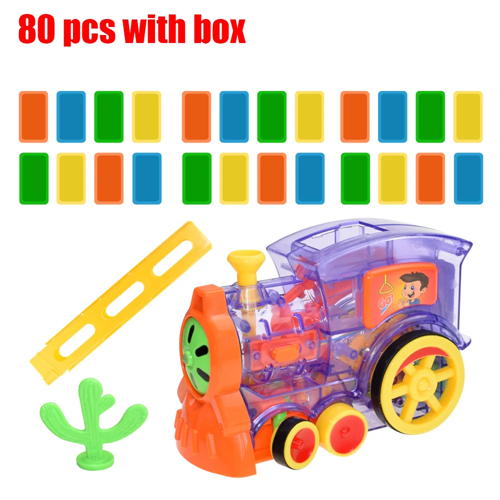 Domino Set Kids Domino Train Car Set Sound Light Automatic Laying Domino Brick Colorful Dominoes Blocks Game Educational DIY Toys Gifts