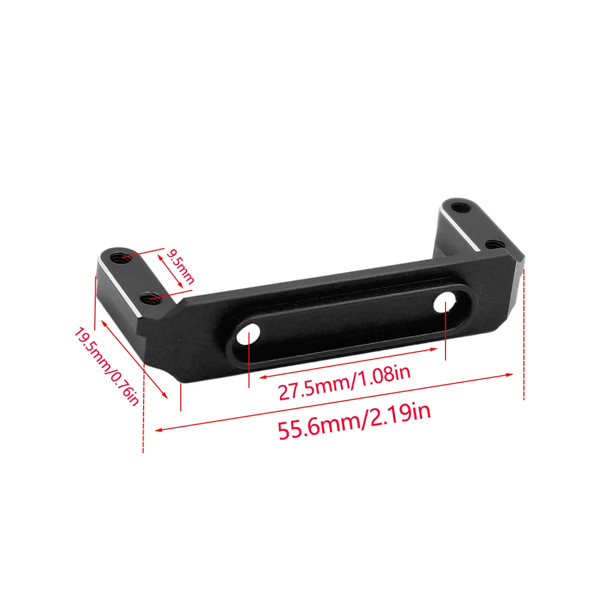 Support servo SCX10 III en aluminium CNC, finition rouge et noire, prêt à installer.
