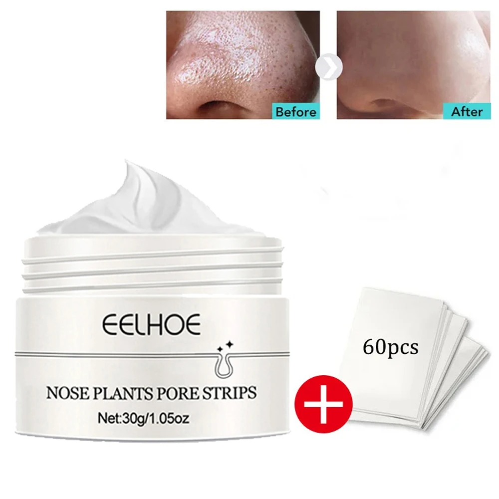 New Blackhead Remover Nose Mask Pore Strip With 60pcs Paper Deep Face Cleaning Nasal Strips Peeling Acne Treatment Skin Care blackhead remover blackhead instrument