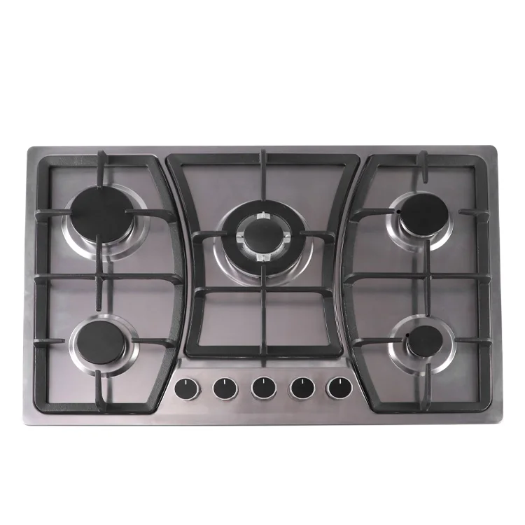 Kitchen Appliances 5 Burner Electronic Ignition Gas Hob Gas Cooker Cooktop Household Stainless Steel Stove