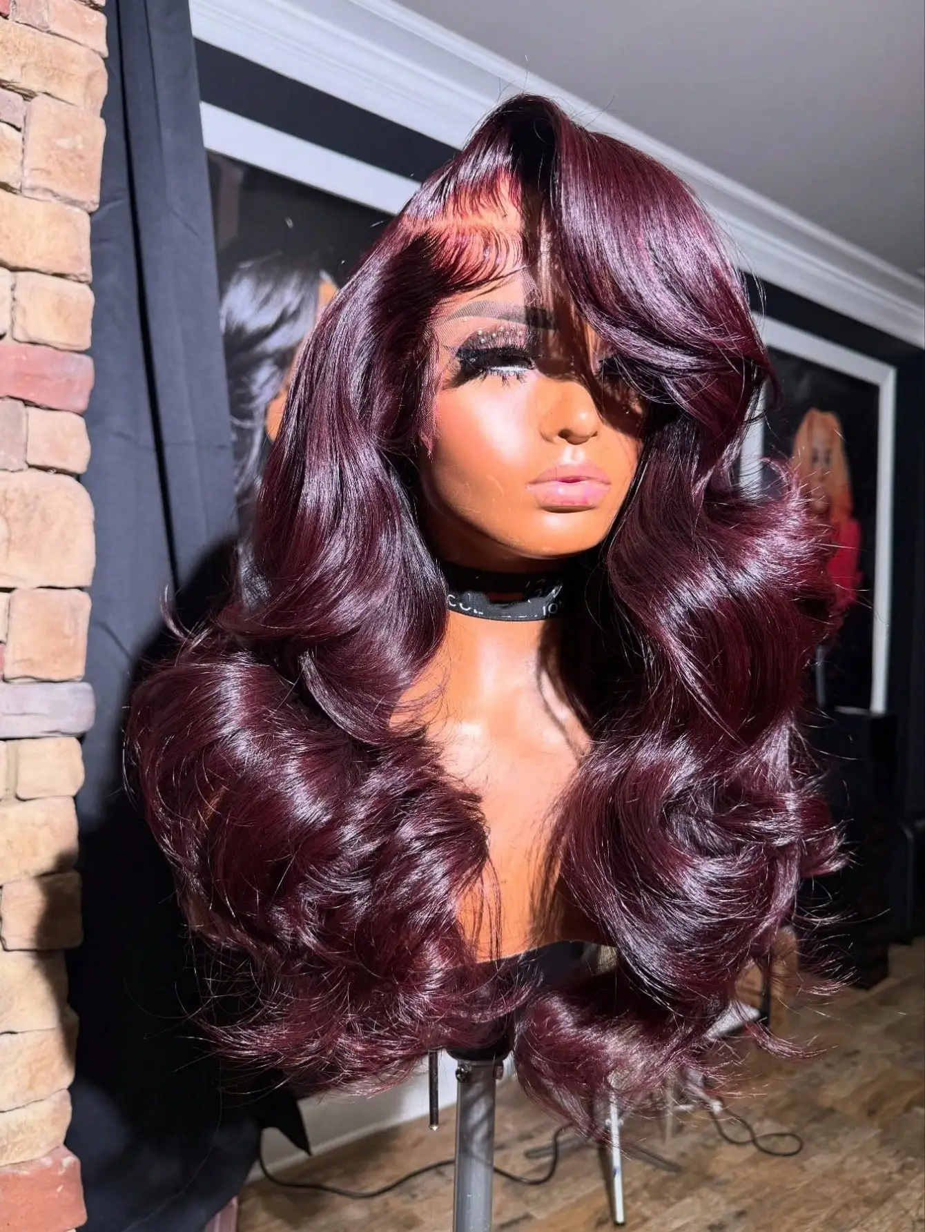 Body Wave Burgundy Red Colored Human Hair Wigs 13x4 HD Transparent Lace Frontal Wig 99J Red Pre Plucked With Baby Hair 200% 5