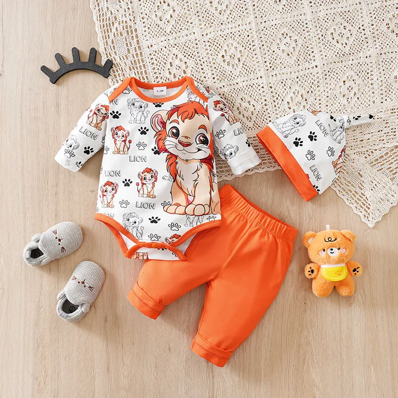 3PCS Lion Print Baby Set 1
