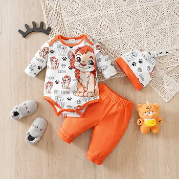 3PCS Lion Print Baby Set 1