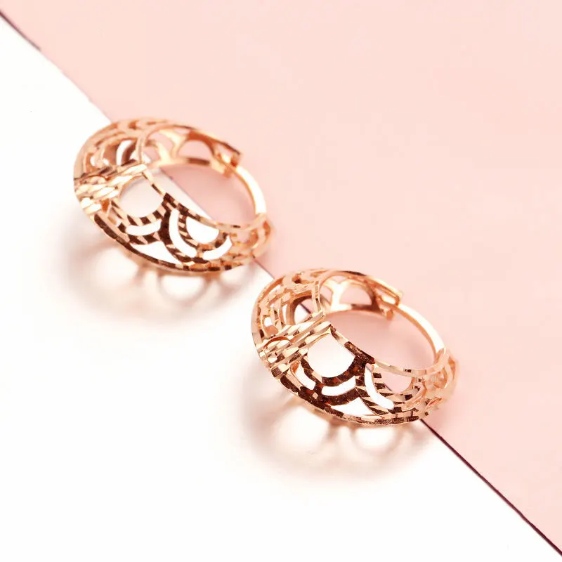 Pendientes Hechos A Mano Rellenos De Oro Rosa De 14 Quilates - España