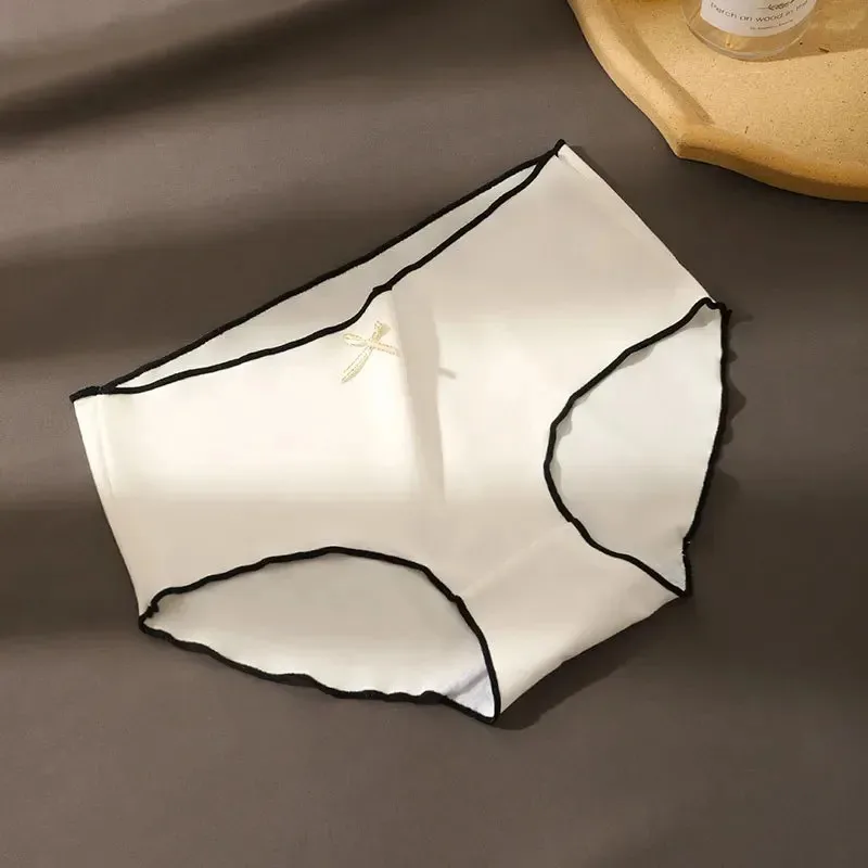 2/4pcs Ultra-Thin Ice Silk Triangle Women's Underwear Seamless Ladies Mid-Waist Briefs Comfortable Breathable Ladies Panties