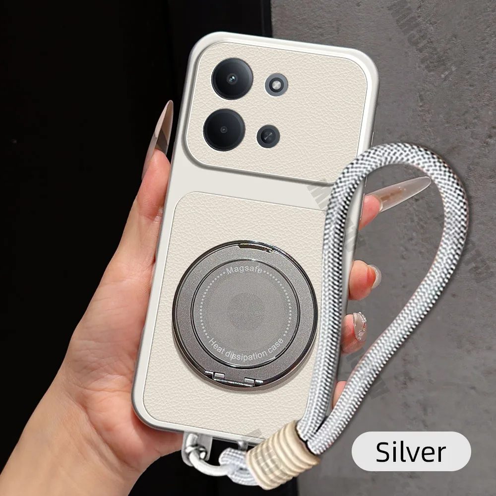Premium Magnetic Rotating Phone Case with Lanyard - PU Leather Soft Cover
