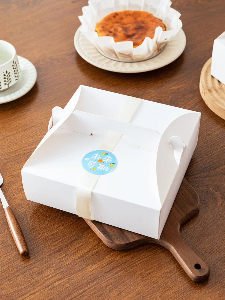 Pure White Mousse Cheese Bask Box Cake Paaging Box Handheld Cookie Western Pastries Box 0 Sets 6 Inch 8 Inch Cake Boxes