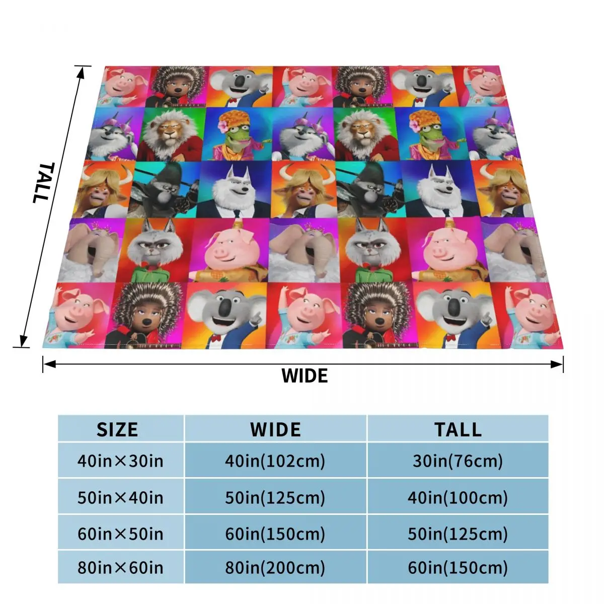 Sing 2 Movie All Characters Knitted Blankets Flannel Cartoon Cute Super Soft Throw Blankets for Outdoor Travel Bed Rug 6
