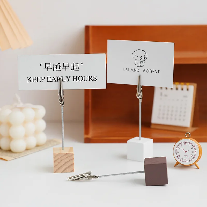 12pcs Wood&Metal Place Card Holder Table Number Stand Paper Clamp Photo Clip Desktop Sign Holder Display Stand Price List Board