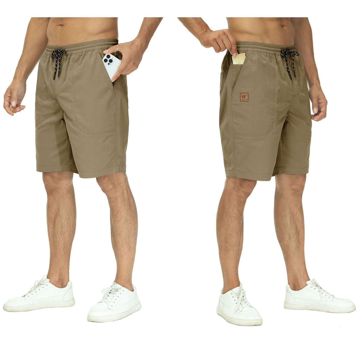 Summer Men's Solid Lightweight Breathable Quick Dry Athletic Shorts With 5 Pockets High Quality Elastic Waist Beach Shorts mens fitness shorts