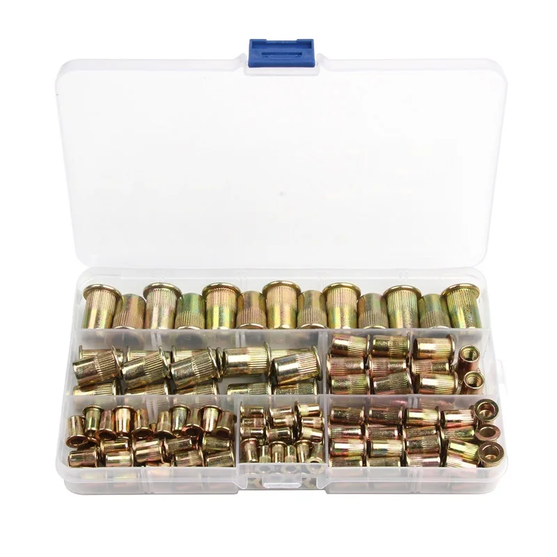 170pcs M3 M4 M5 M6 M8 M10 Rivet Nut Kit + Hand Threaded Rivet Nuts Gun BT606 Manual Riveter Gun Riveting Rivnut Rivet Tool