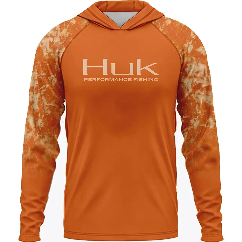 HUK Men's Double Header Long Sleeve Fishing Shirt - UPF 30+ Sun Protection, Stain Resistant, Current Camo