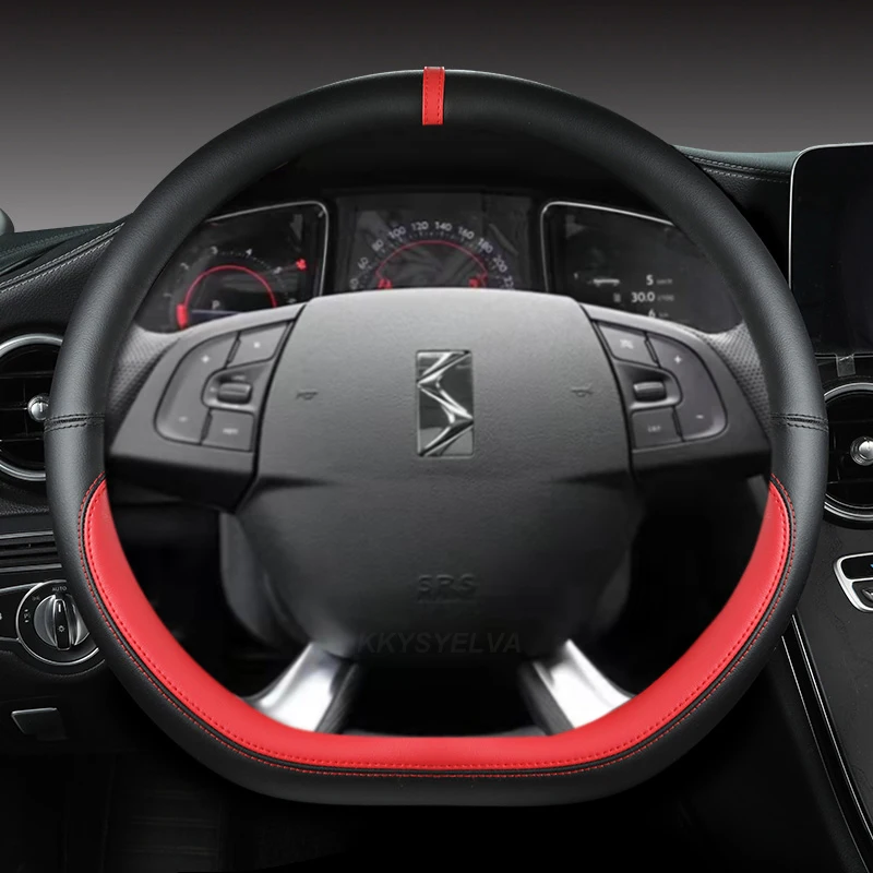 Copertura 38Cm Del Volante Dell'Automobile Di Forma Di Cuoio D Dell'Unità Di Elaborazione Per Citroen C3-Xr C4 Sega C4L Elysee Ds3 Ds4 Ds5 Ds6 Ds7 Ds9