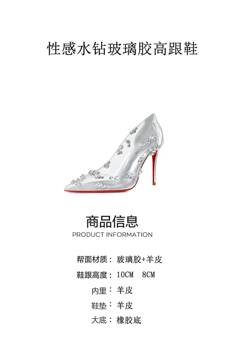 PlatiNum Red Sole Stiletto Heels - Side View