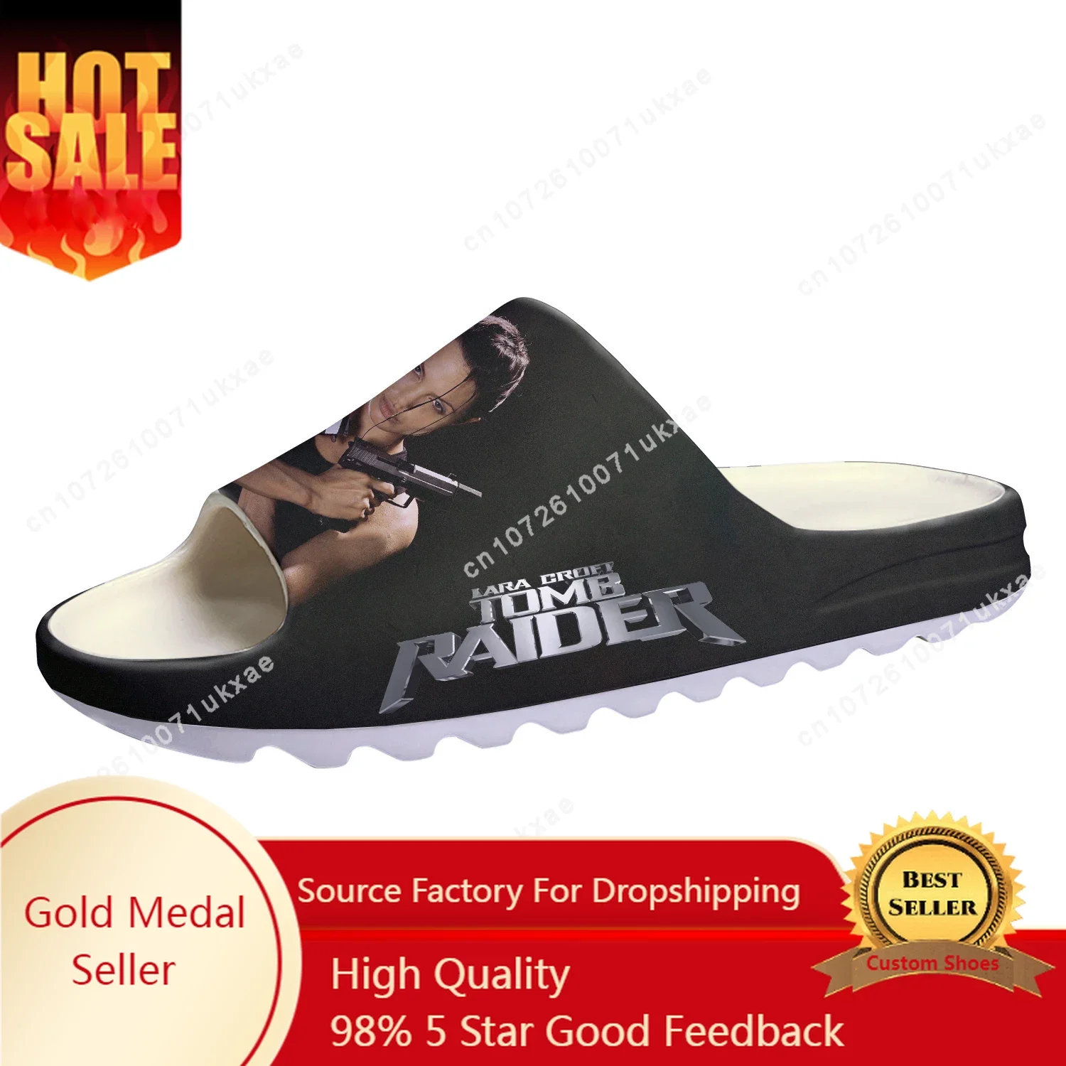 

Lara Croft Tomb Raider Soft Sole Sllipers Home Clogs Customized Step On Water Shoes Mens Womens Teenager Step in Sandals