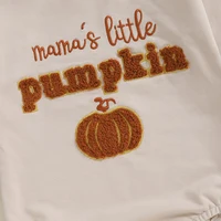 Pudcoco Baby Girl Boy Sweatshirt Romper Halloween Clothes Letter Pumpkin Fuzzy Embroidery Longsleeve Toddler Fall Jumpsuit 0-18M 4