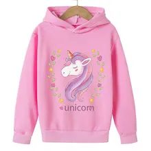 

Unicorn Winter Hoodie Cartoon Print Sweater Girl Baby Hoodie Children's Hooded Fashion Kids Sportswear 4-14T