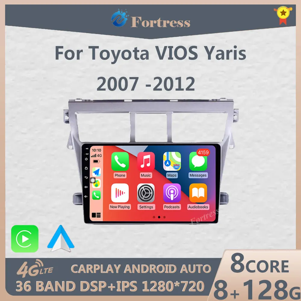 

2 Din Android10 Car Stereo Radio For Toyota Vios Yaris 2007 2008-2012 Multimedia Video Player Carplay GPS Navigation With Screen