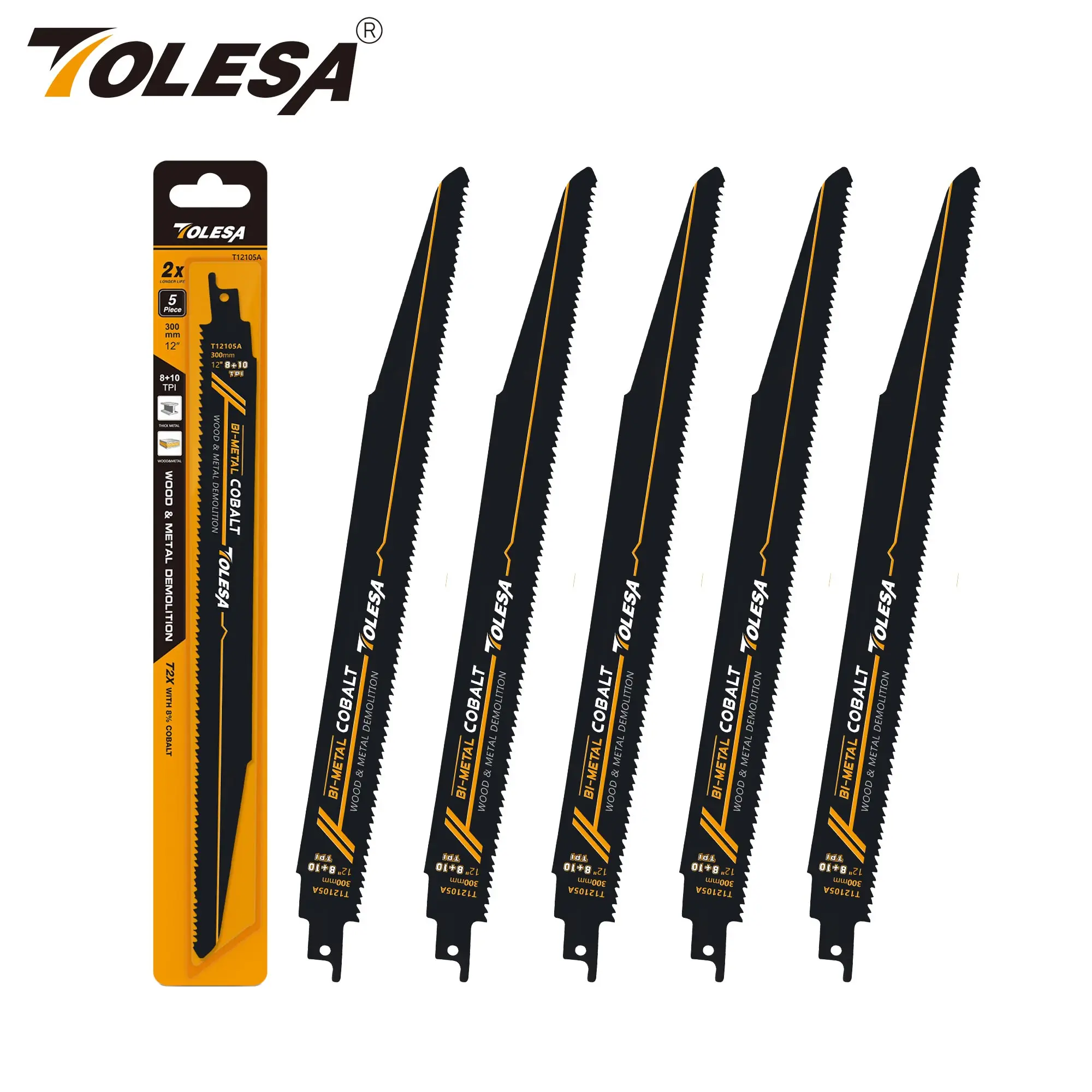 TOLESA 6/9/12inch 8+10TPI Metal Wood Demolition Reciprocating Saw