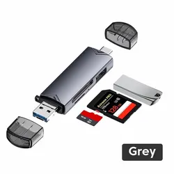 Versatile 6 - in - 1 USB 3.0 Card Reader & Flash Drive Adapter (GRAY)