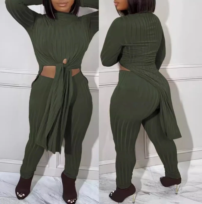 Women's Summer 2024 New Two Piece Set Large Slit Strap Basic Two-Piece Set Comfortable and Slimming Two-Piece Set