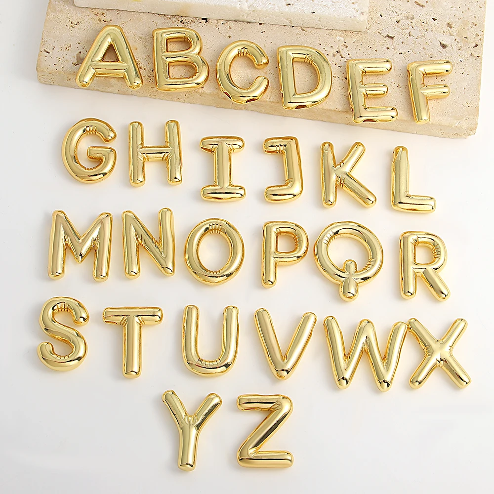 AENSOA Gold Plated Chunky Alphabet Balloon Necklace