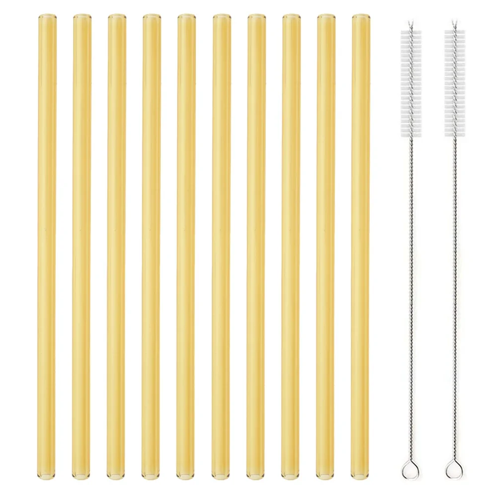 Eco-Friendly Reusable Glass Drinking Straws - Set of 12 for Smoothies & Cocktails