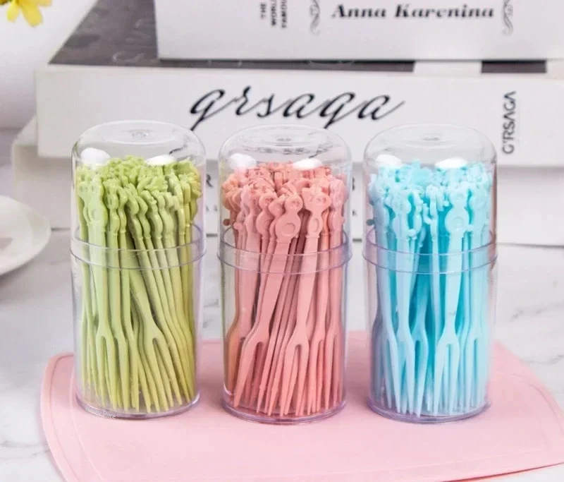 

Mini Children's Animal Farm Fruit Fork Cartoon Snack Cake Fork Bento Accessories Dessert Food Fruit Toothpicks Chopsticks