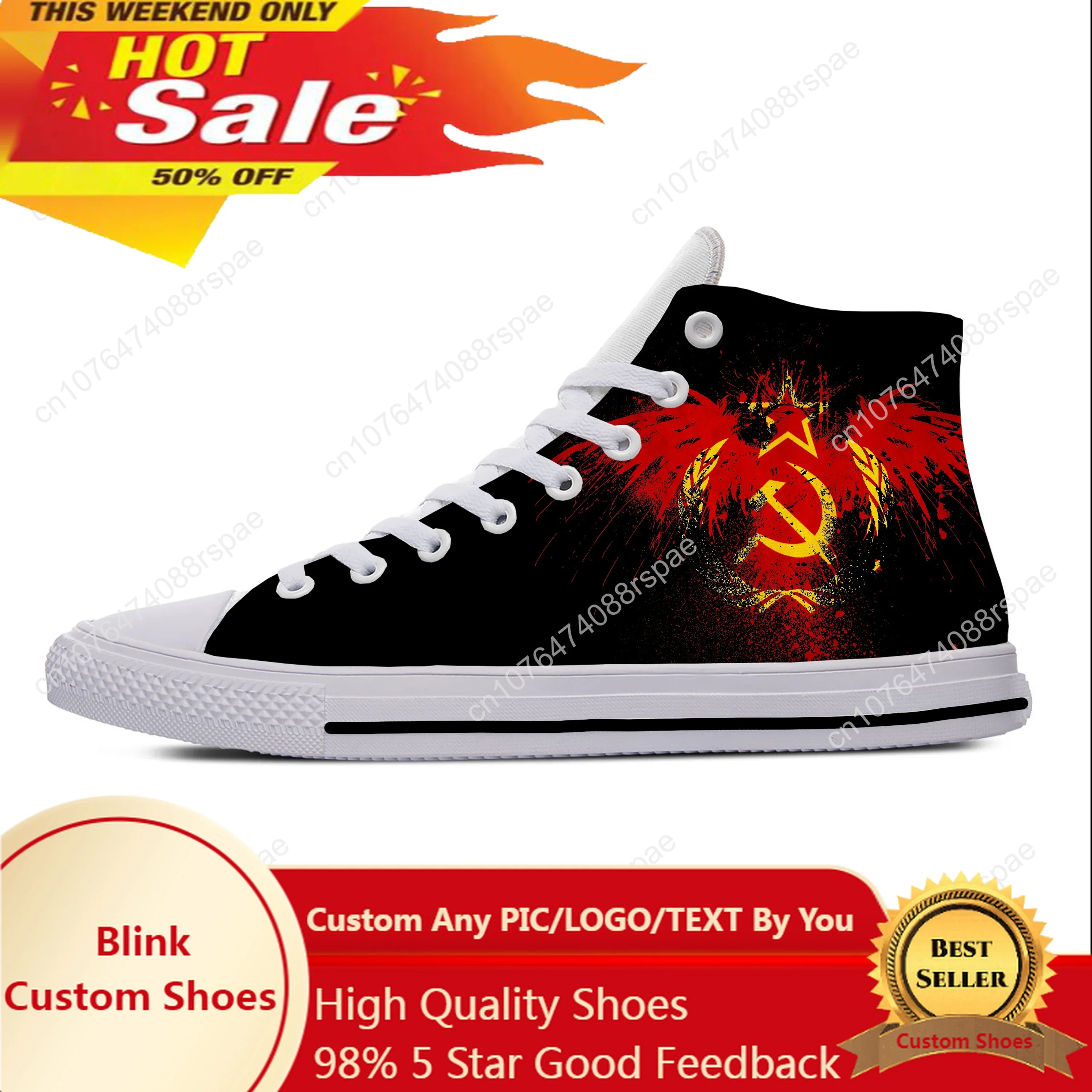 

Hot Cool CCCP Russian Russia USSR Soviet Union Moscow Casual Shoes High Top Lightweight Breathable Men Women Summer Sneakers