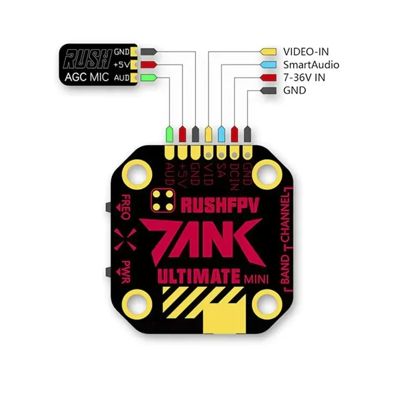 RUSH TANK Ultimate MINI 5.8GHz 48CH RaceBand 0/25/200/500/800mW Switchable 20x20 Stackable FPV Transmitter VTX For RC Drone 5