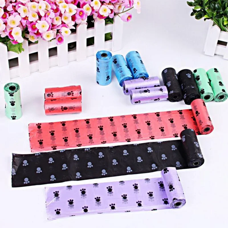 Pet Waste Clean Poop Bags 15Pcs/1Roll Pet Dog Waste Poop Bag with Printing Doggy dog poop bags
