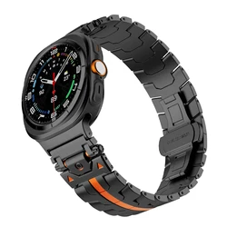 Luxury Stainless Steel Bracelet for Men - Replaceable Watch Strap (Black orange)