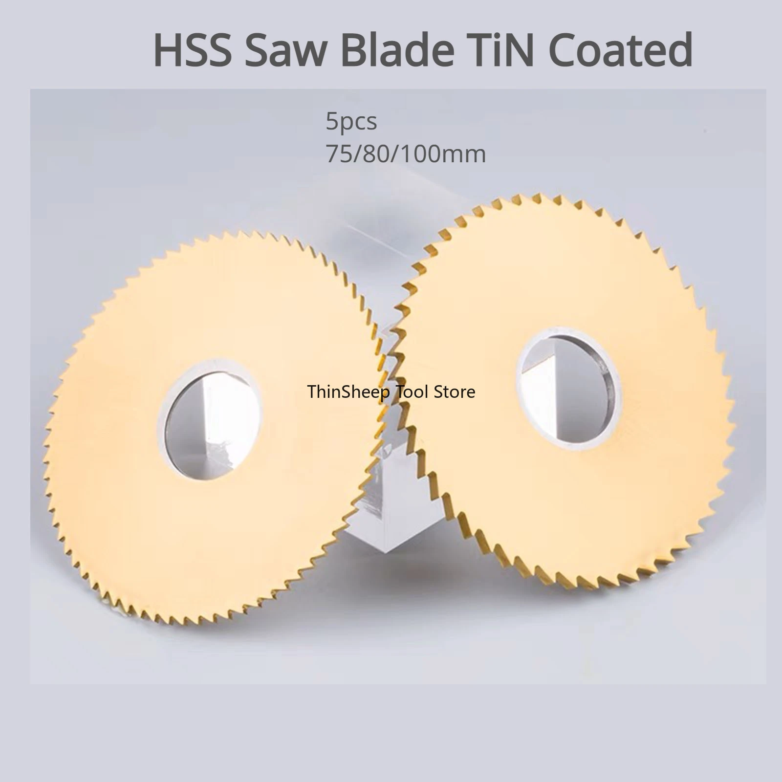 

75/80/100mm 5pcs HSS Circular Saw Blade TiN Coated Disc Multipurpose Slitting Slotting for Metal Steel Pipe Copper Aluminum
