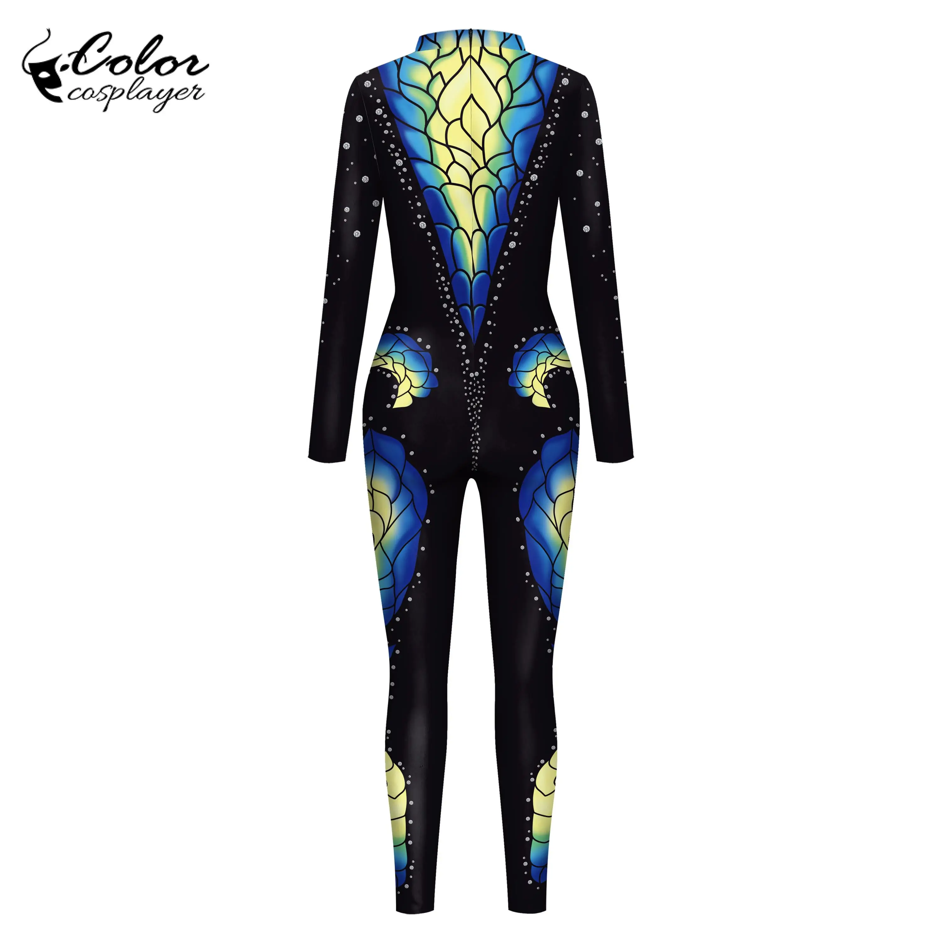 Cosplayer Butterfly Jumpsuit Halloween Cosplay Costume Animal Bodysuit Full Sleeve Party Slim Catsuit Women Zentai Suit