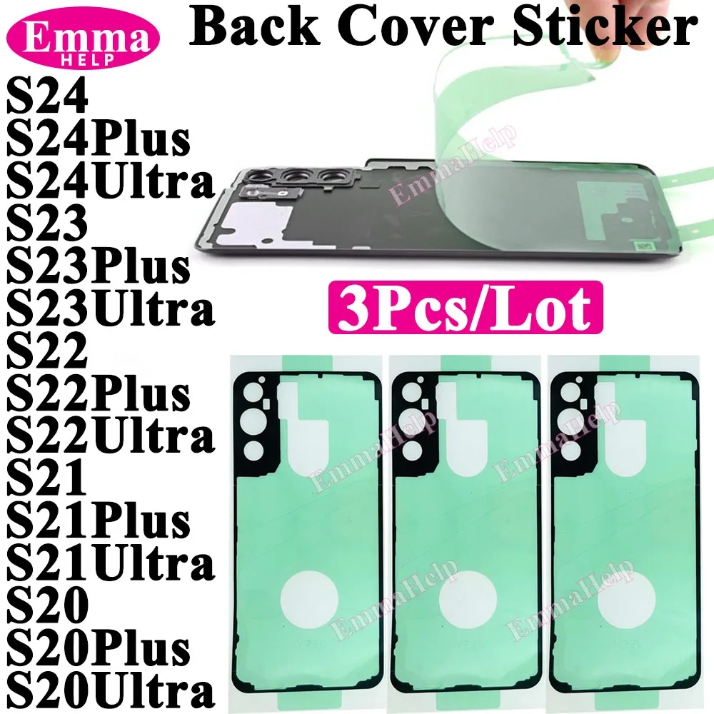 Back Battery Cover Sticker 3Pcs for Samsung S22 S23 S24 Plus S20 S21 Ultra Rear Cover Adhesive Glue Tape Waterproof Seal Tape waterproof stickers battery stickers phone back adhesive tape phone adhesive tape phone adhesive stickers waterproof seal stickers