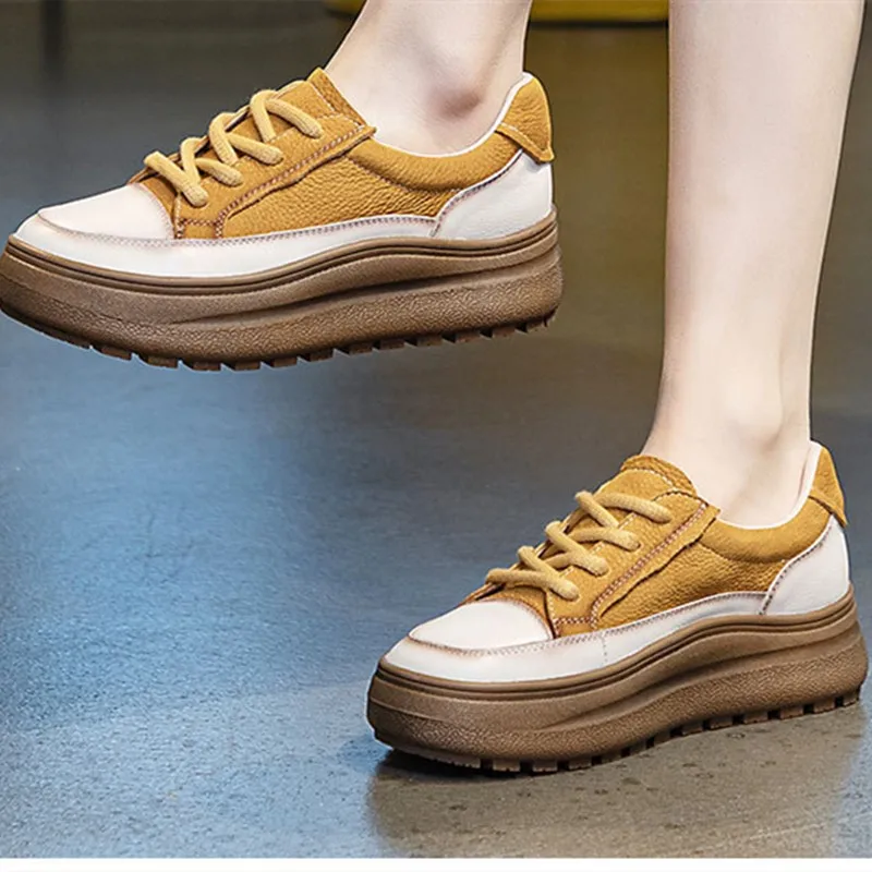 Loafers Women's 2024 Spring and Autumn New Cowhide Women's Casualflat Leather Sports Small White Shoes Thick-soled Women's Shoes