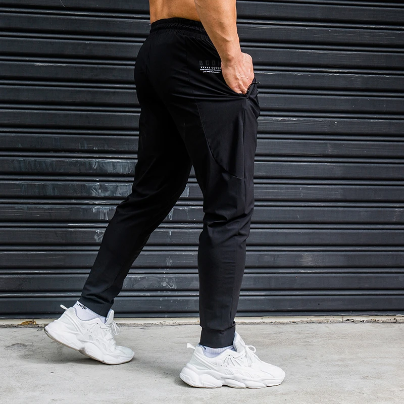 Casual Sports Pants Elasticity Men Running Pants Casual Sweatpants With Zipper Pockets Training Jogging Fitness Trousers Gym Workout Sport Pants